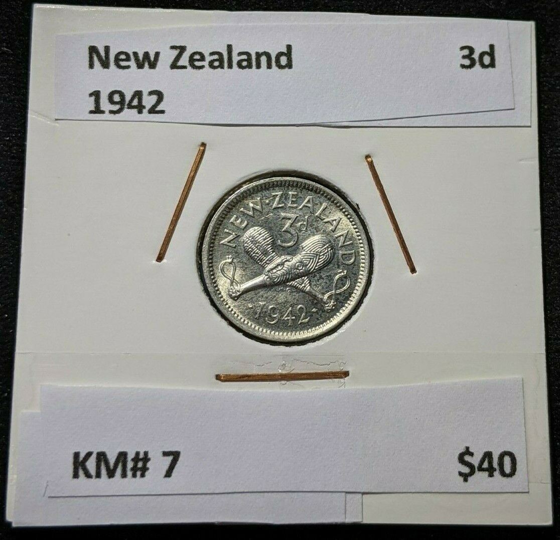New Zealand 1942 3 Pence Threepence 3d KM# 7 #110