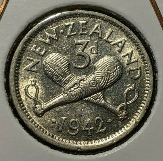 New Zealand 1942 3 Pence Threepence 3d KM# 7 #097