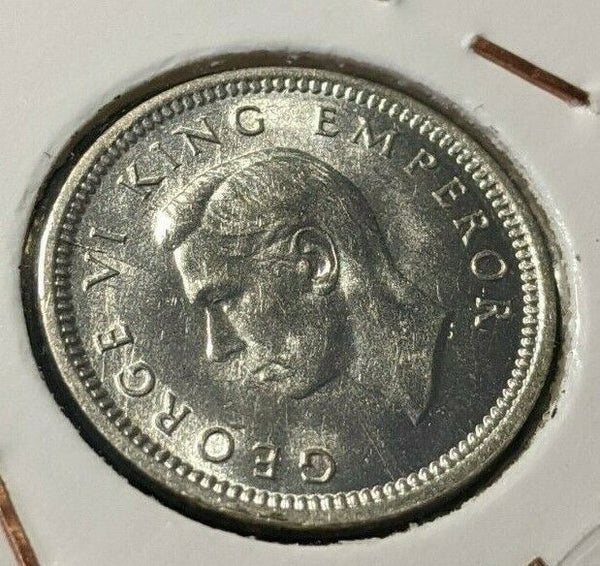 New Zealand 1943 3 Pence Threepence 3d KM# 7 #088