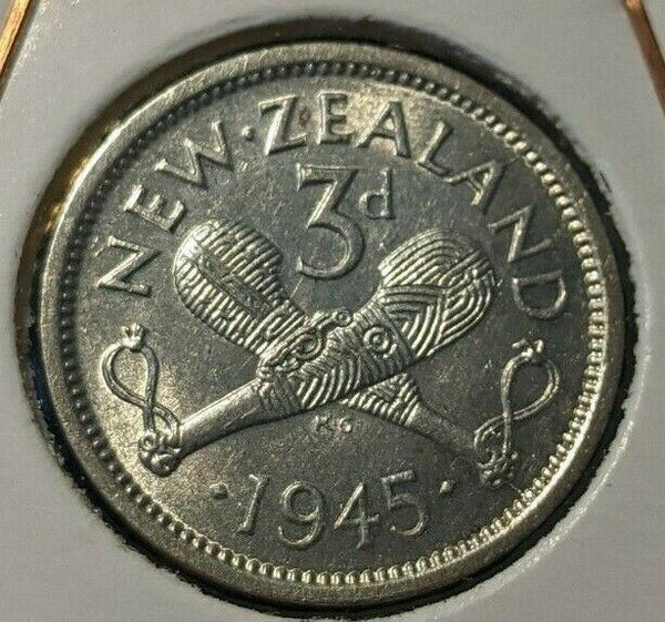 New Zealand 1945 3 Pence Threepence 3d KM# 7 #021