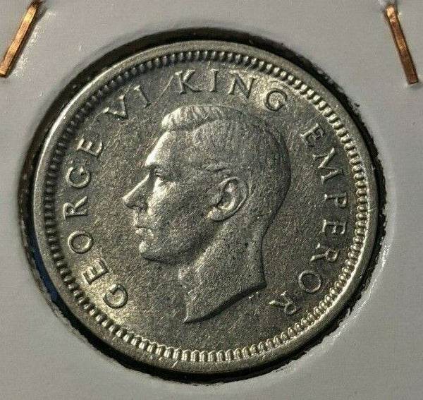 New Zealand 1945 3 Pence Threepence 3d KM# 7 #021