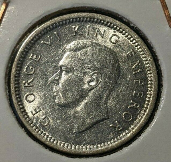 New Zealand 1945 3 Pence Threepence 3d KM# 7 #079