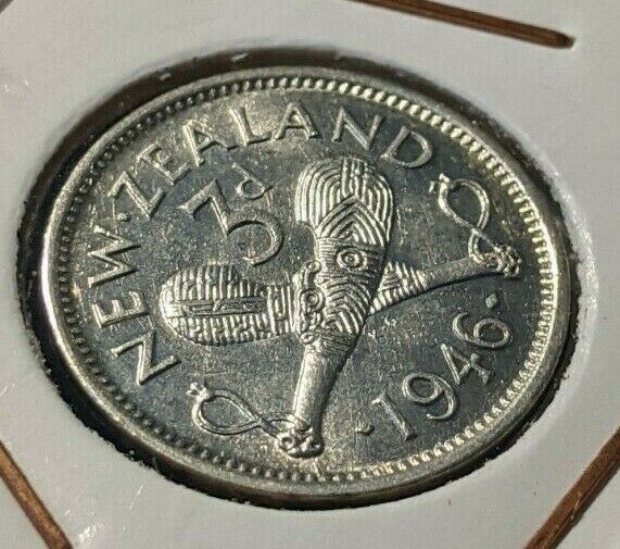 New Zealand 1946 3 Pence Threepence 3d KM# 7 #075