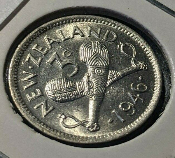 New Zealand 1946 3 Pence Threepence 3d KM# 7 #074