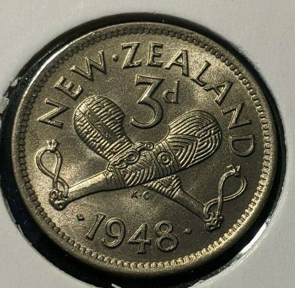 New Zealand 1948 3 Pence Threepence 3d KM# 15 #073