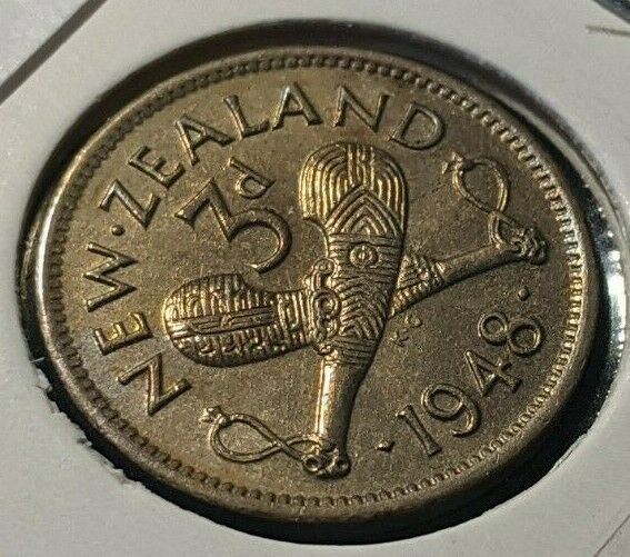 New Zealand 1948 3 Pence Threepence 3d KM# 15 #049