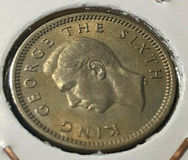 New Zealand 1952 3 Pence Threepence 3d KM# 15 #083