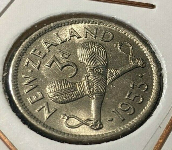 New Zealand 1953 3 Pence Threepence 3d KM# 25.1 #060