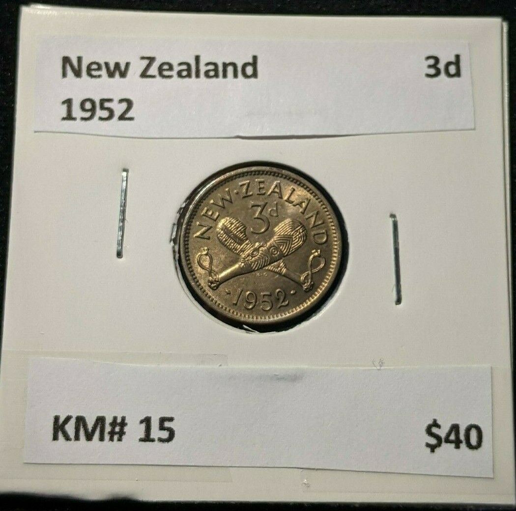 New Zealand 1952 3 Pence Threepence 3d KM# 15 #022