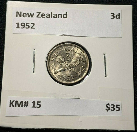 New Zealand 1952 3 Pence Threepence 3d KM# 15 #061