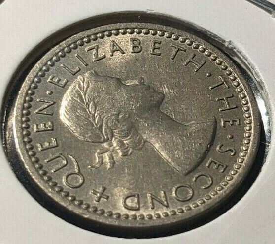 New Zealand 1954 3 Pence Threepence 3d KM# 15 #067