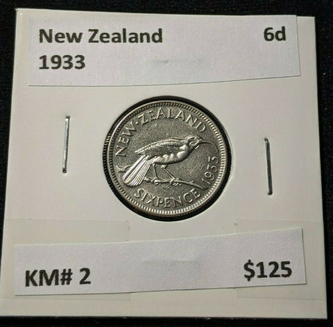 New Zealand 1933 6 Pence Sixpence 6d KM# 2 #045