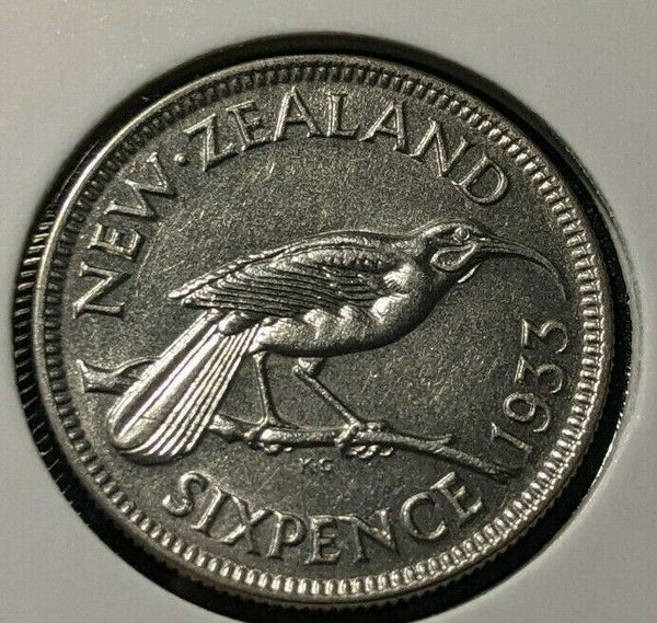 New Zealand 1933 6 Pence Sixpence 6d KM# 2 #045