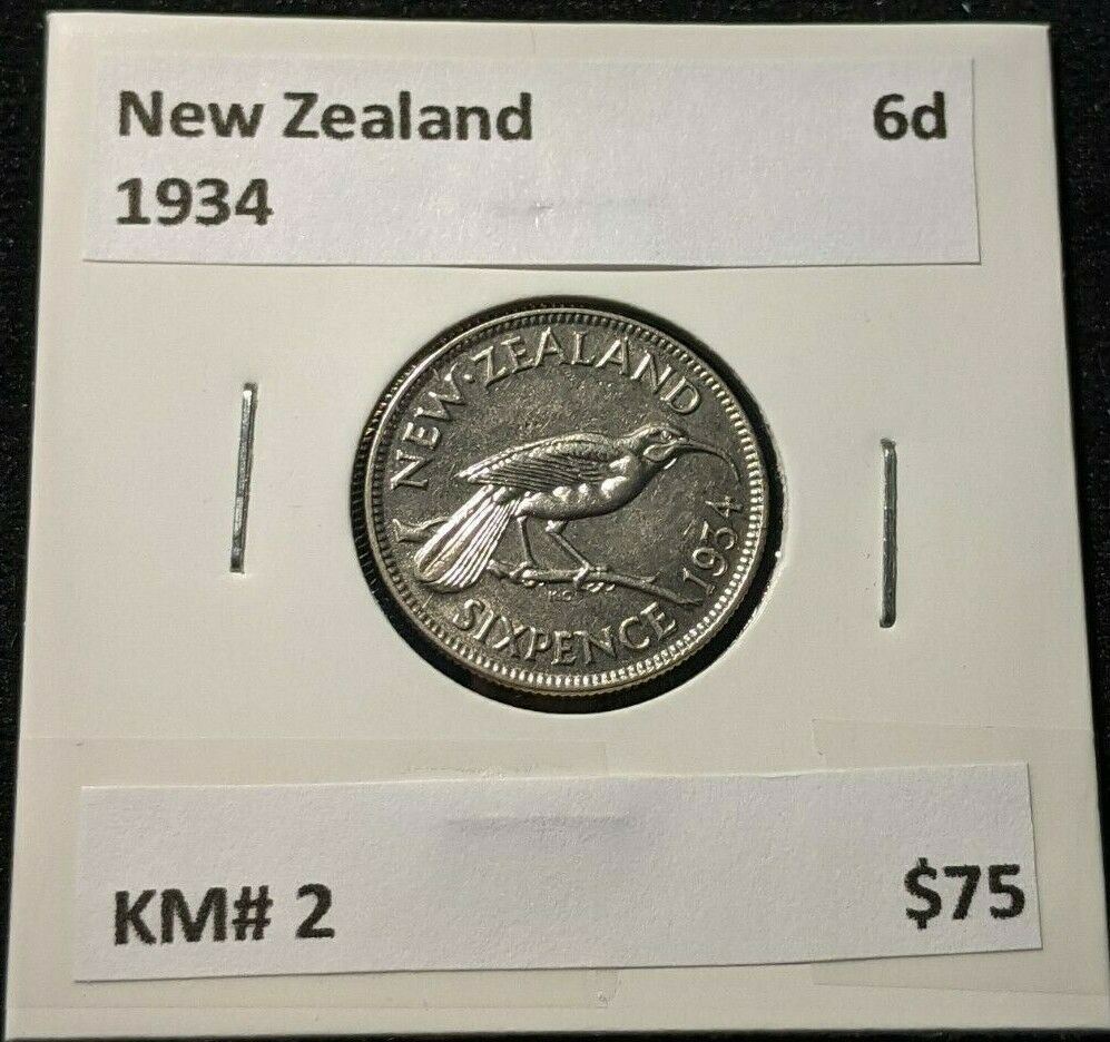 New Zealand 1934 6 Pence Sixpence 6d KM# 2 #076