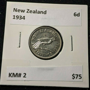 New Zealand 1934 6 Pence Sixpence 6d KM# 2 #057
