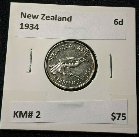 New Zealand 1934 6 Pence Sixpence 6d KM# 2 #057