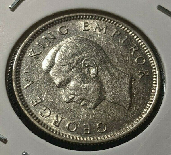 New Zealand 1937 6 Pence Sixpence 6d KM# 8 Cleaned #053