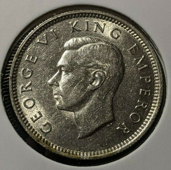 New Zealand 1940 6 Pence Sixpence 6d KM# 8 Cleaned #059