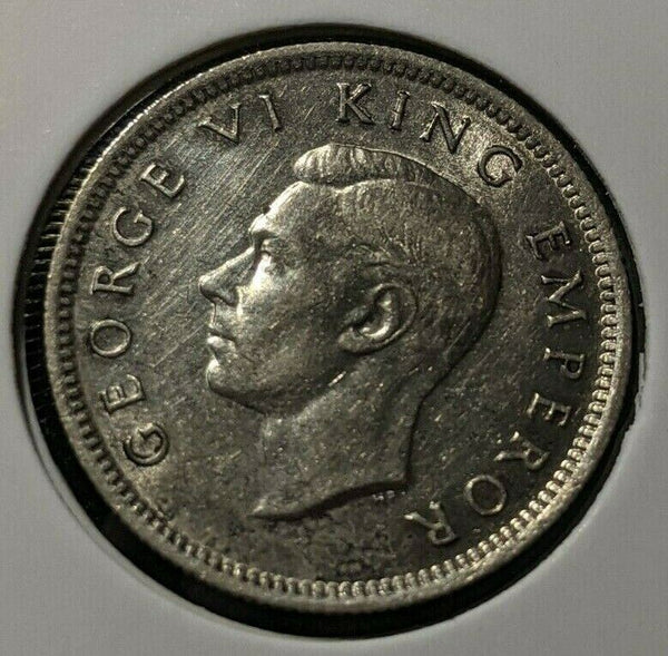 New Zealand 1940 6 Pence Sixpence 6d KM# 8 Cleaned #063