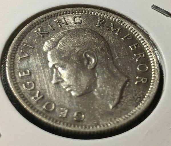 New Zealand 1940 6 Pence Sixpence 6d KM# 8 Cleaned #063