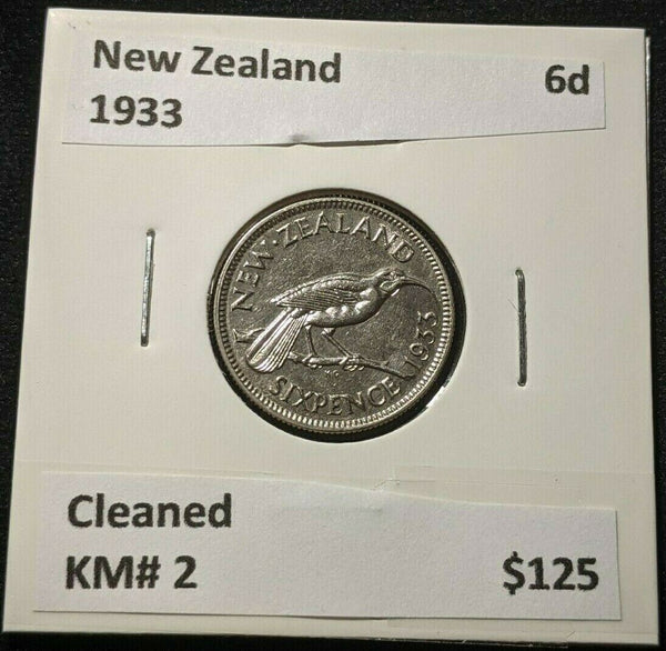 New Zealand 1933 6 Pence Sixpence 6d KM# 2 Cleaned #082