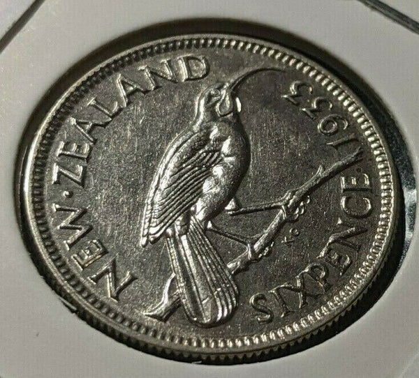 New Zealand 1933 6 Pence Sixpence 6d KM# 2 Cleaned #082