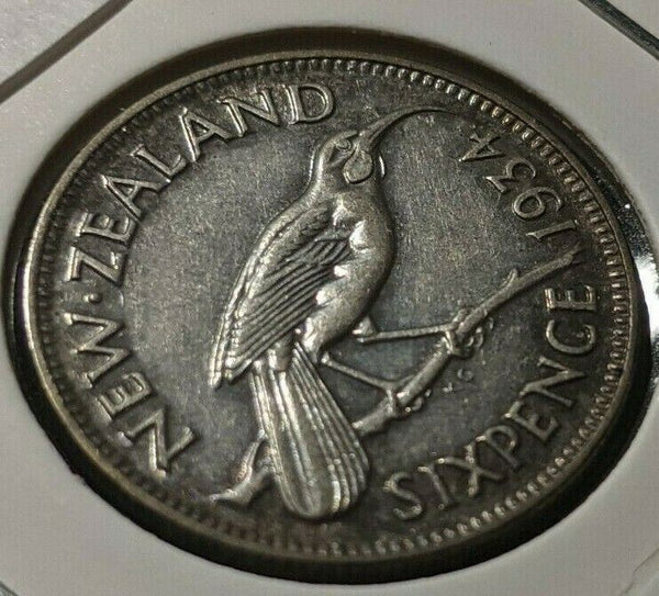 New Zealand 1934 6 Pence Sixpence 6d KM# 2 Cleaned #052