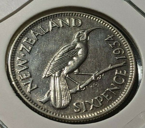 New Zealand 1934 6 Pence Sixpence 6d KM# 2 Cleaned #069