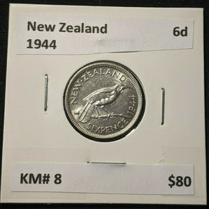 New Zealand 1944 6 Pence Sixpence 6d KM# 8 #054