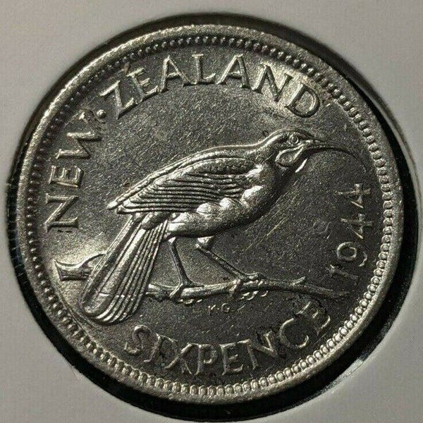 New Zealand 1944 6 Pence Sixpence 6d KM# 8 #054