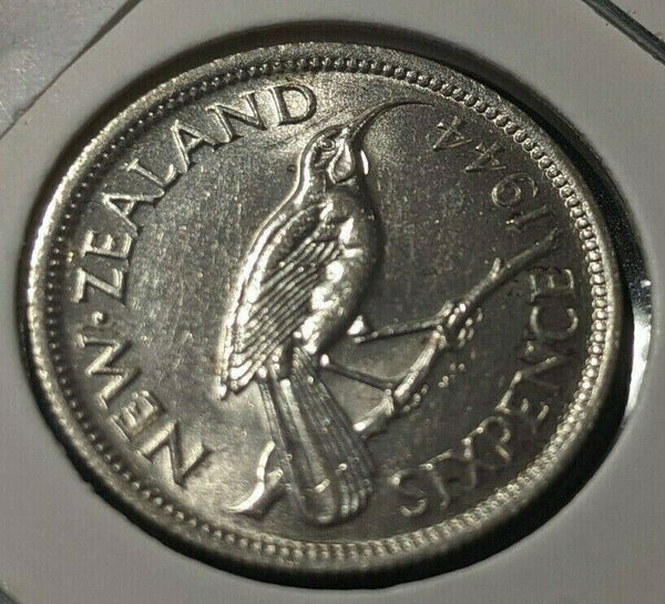 New Zealand 1944 6 Pence Sixpence 6d KM# 8 #054