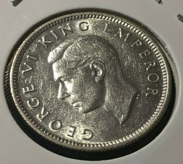 New Zealand 1945 6 Pence Sixpence 6d KM# 8 Scratches #055