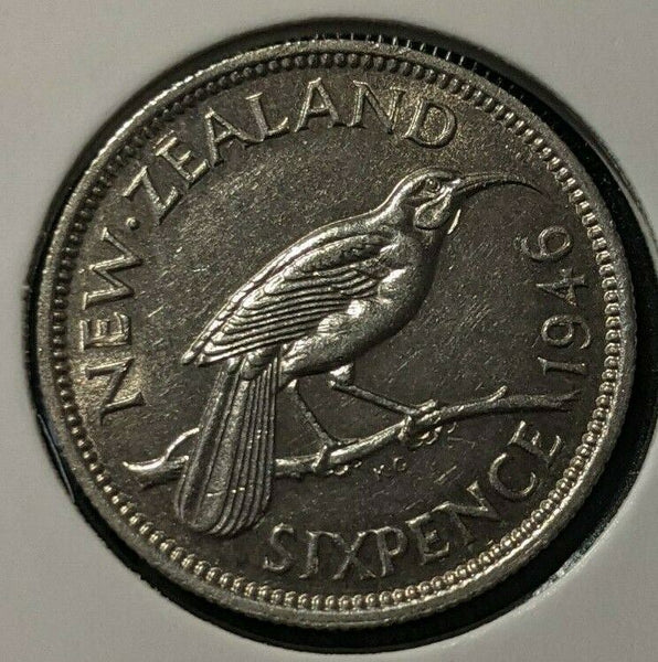 New Zealand 1946 6 Pence Sixpence 6d KM# 8 Scratches #042