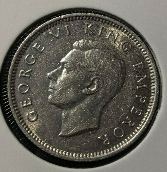 New Zealand 1946 6 Pence Sixpence 6d KM# 8 Scratches #042