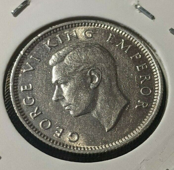 New Zealand 1946 6 Pence Sixpence 6d KM# 8 Scratches #042