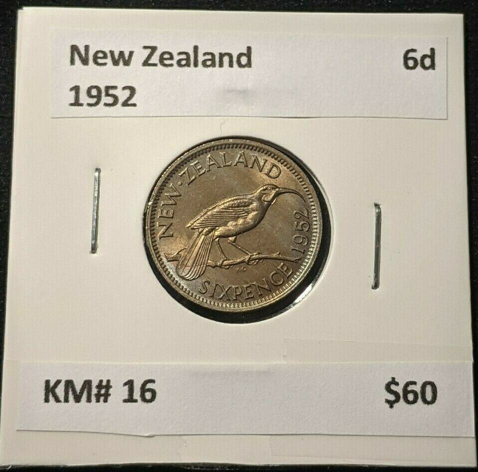 New Zealand 1952 6 Pence Sixpence 6d KM# 16 #032