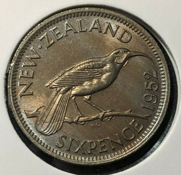 New Zealand 1952 6 Pence Sixpence 6d KM# 16 #032