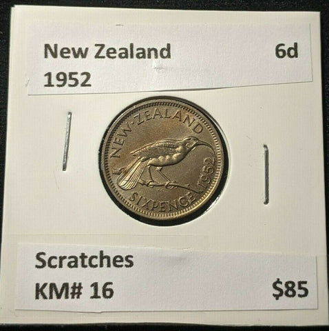 New Zealand 1952 6 Pence Sixpence 6d KM# 16 Scratches #056