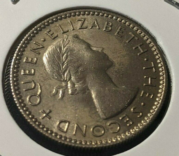 New Zealand 1953 6 Pence Sixpence 6d KM# 26.1 Scratches #012