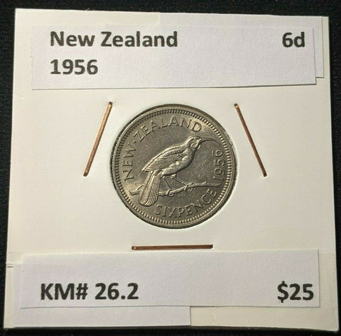 New Zealand 1956 6 Pence Sixpence 6d KM# 26.2 #023