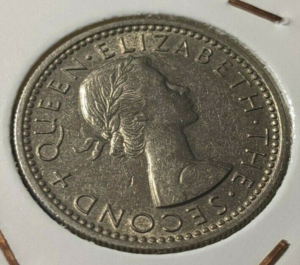 New Zealand 1956 6 Pence Sixpence 6d KM# 26.2 #023