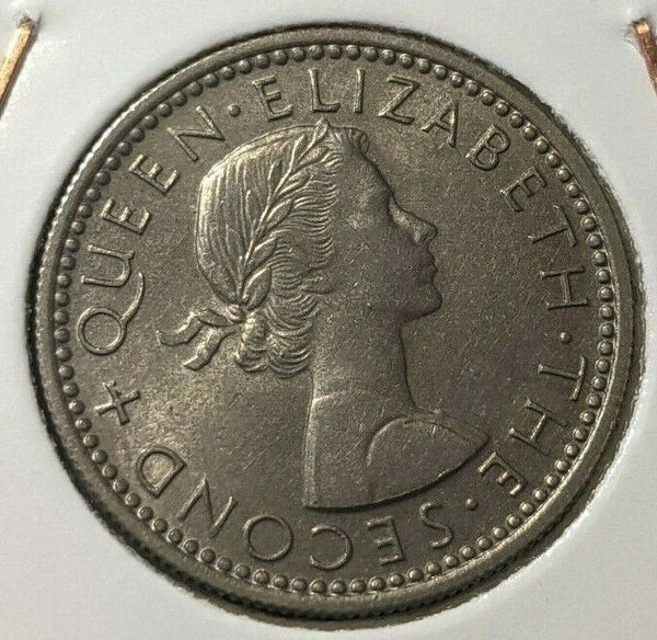 New Zealand 1956 6 Pence Sixpence 6d KM# 26.2 Scratches #027