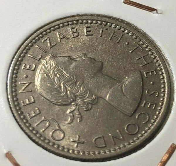 New Zealand 1956 6 Pence Sixpence 6d KM# 26.2 Scratches #027