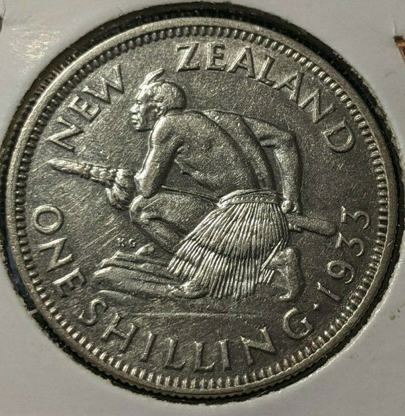 New Zealand 1933 Shilling KM# 3 Scratches #035