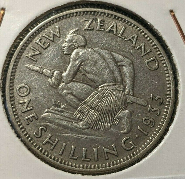 New Zealand 1933 Shilling KM# 3 Scratches #002