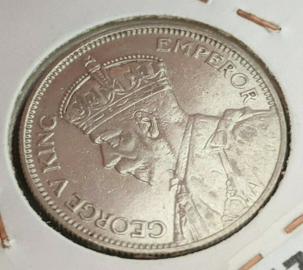 New Zealand 1934 Shilling KM# 3 Cleaned #015