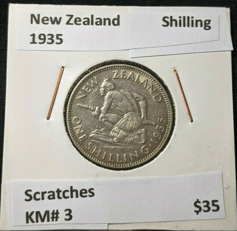 New Zealand 1935 Shilling KM# 3 Scratches #100