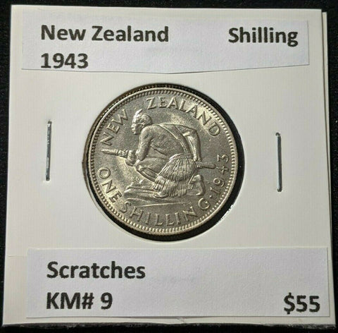 New Zealand 1943 Shilling KM# 9 Scratches #006