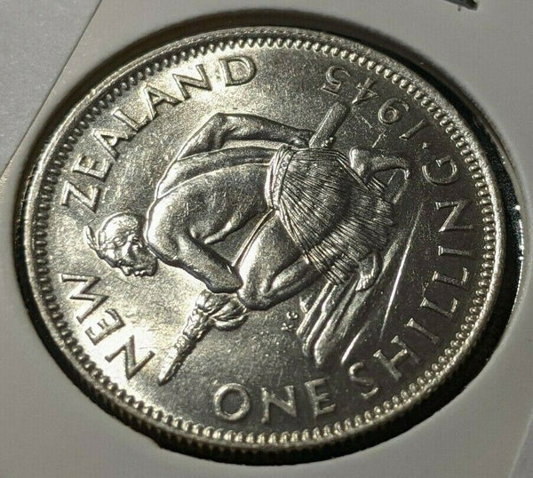 New Zealand 1945 Shilling KM# 9 Scratches #007