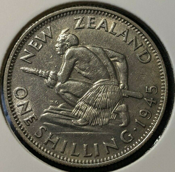 New Zealand 1945 Shilling KM# 9 Scratches #099